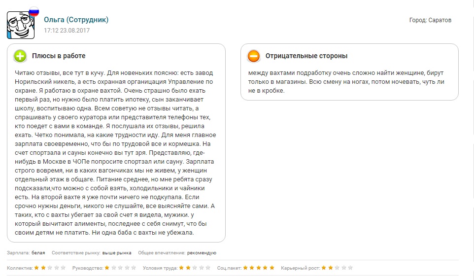 «Управление по охране объектов «ГМК «Норильский никель», работа в