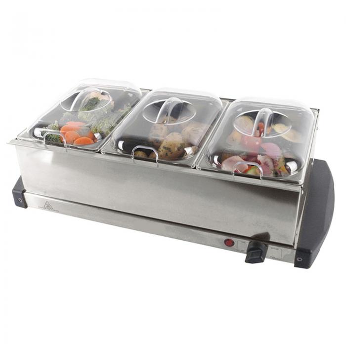NEW! Stainless Steel Electric 3 Pan Buffet Food Server Warmer Hot Plate
