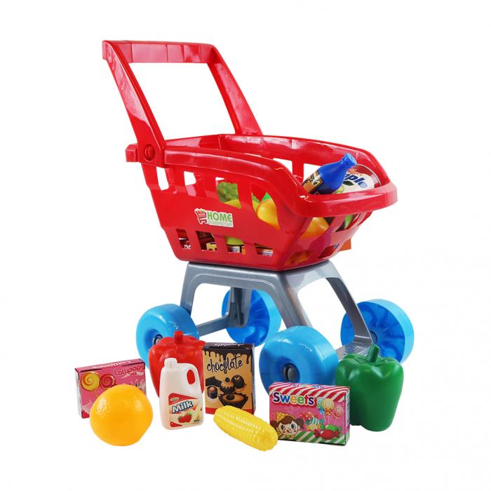 Red Childrens Kids Role Play Supermarket Shopping Trolley Set £11.99