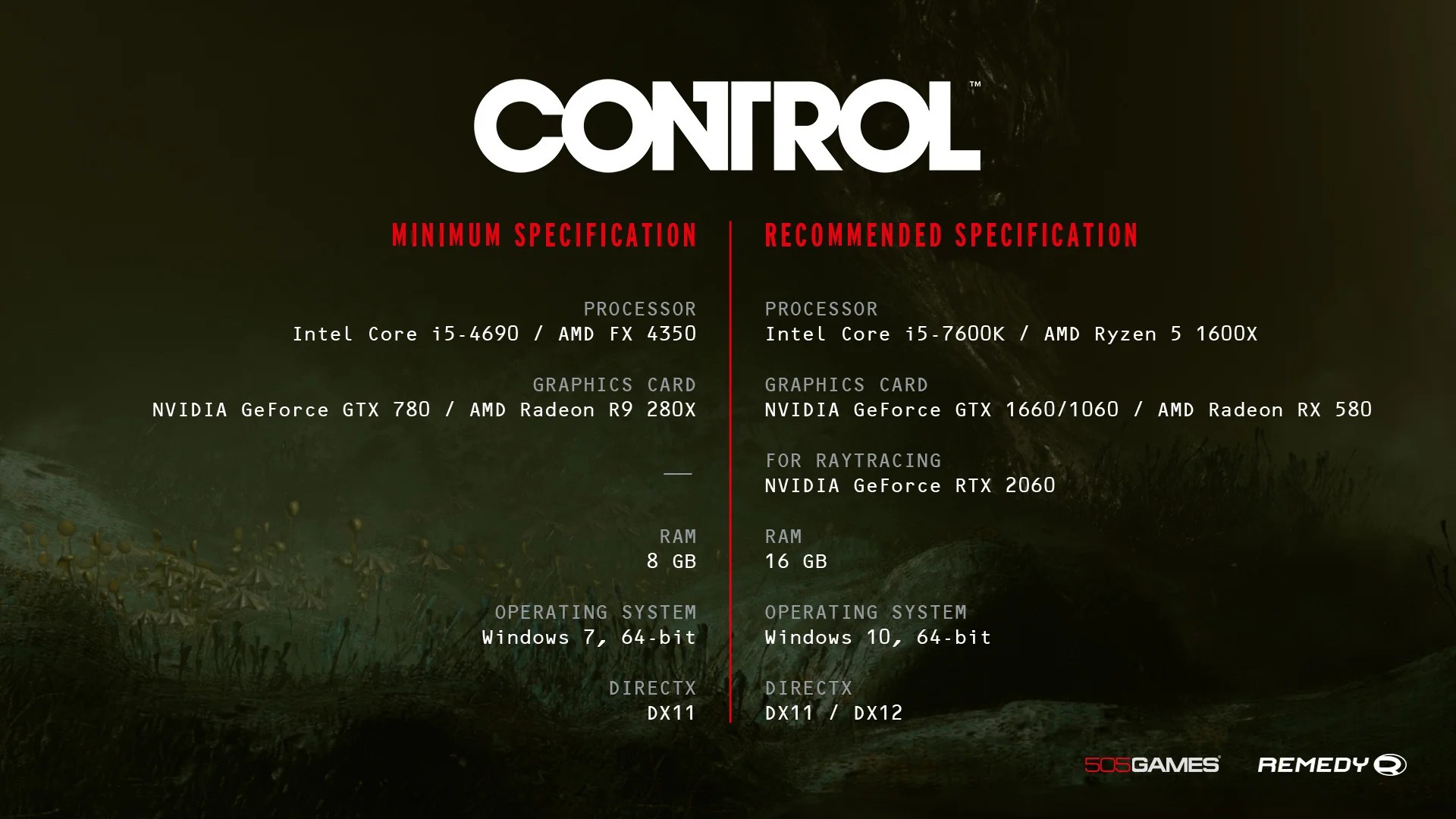 Control Ultimate Edition system requirements Can I Run Control