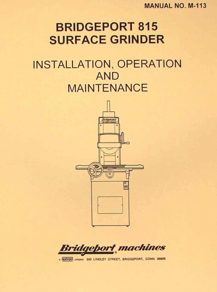 Tool & Surface Grinders Ozark Tool Manuals & Books