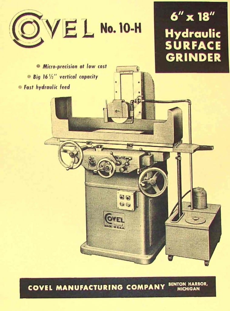 COVEL No. 10H 618 Surface Grinder 6x18 Operator & Parts Manual Ozark