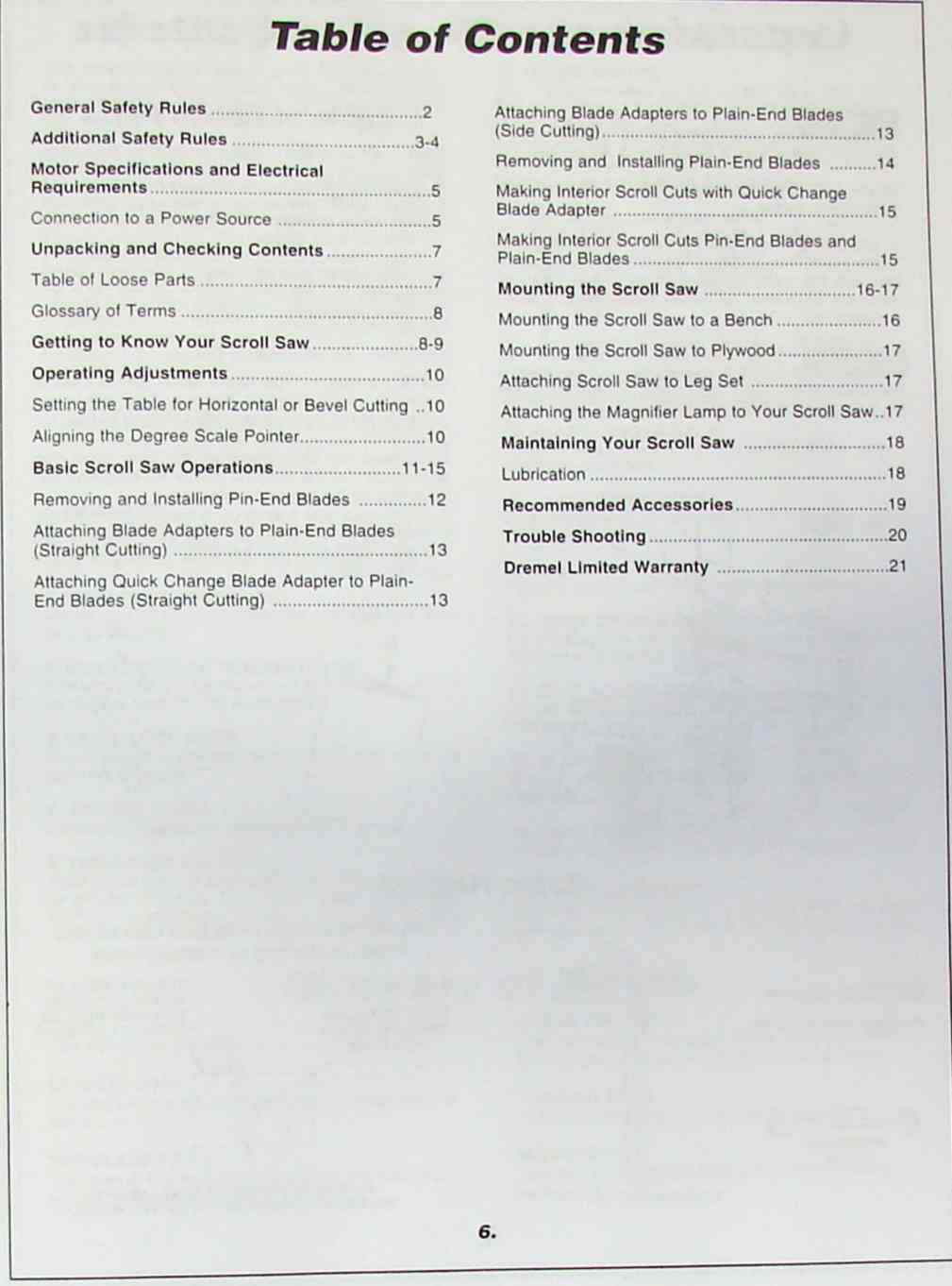 DREMEL Model 1672 16" Scroll Saw Owner's & Parts Manual Ozark Tool