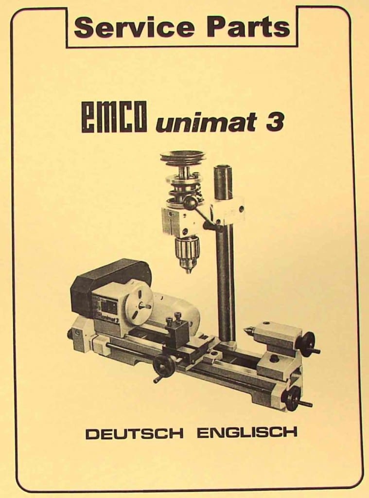 EMCO Unimat 3 Mill Metal Lathe Parts Manual Ozark Tool Manuals & Books