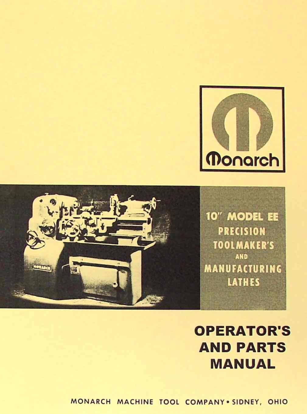 MONARCH 10EE Older Metal Lathe Operators & Parts Manual | Ozark Tool