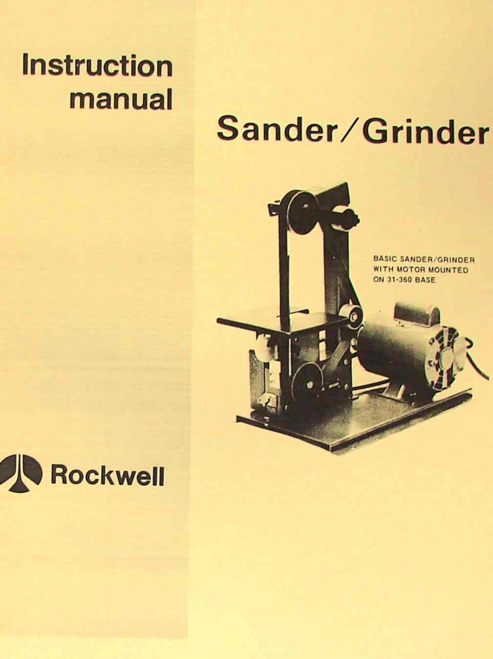 ROCKWELL 1" Belt SanderGrinder Operator Part Manual Ozark Tool