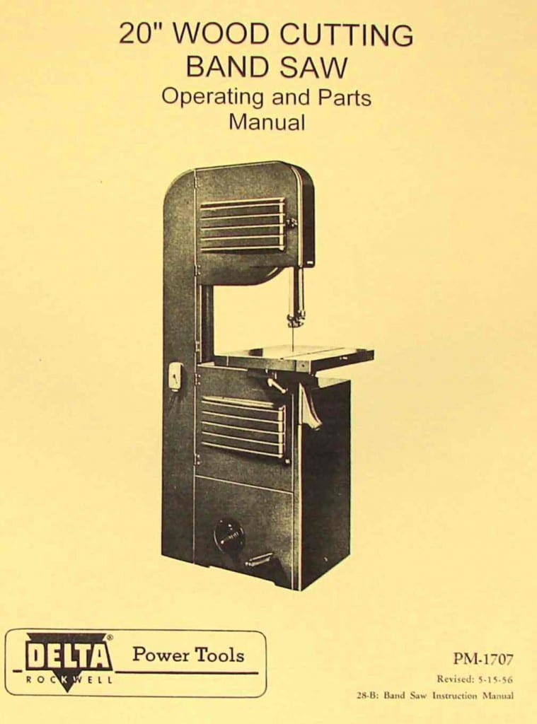 ROCKWELLDELTA 20" Band Saw Operators & Parts Manual Ozark Tool