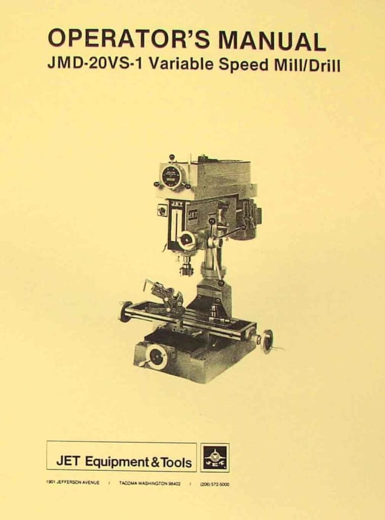 JETAsian JMD20VS1 Drill Milling Machine Operator's & Parts Manual Ozark Tool Manuals & Books