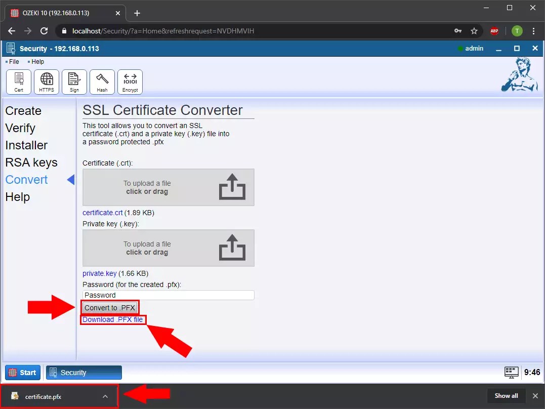 How to conifugre https sms gateway gui