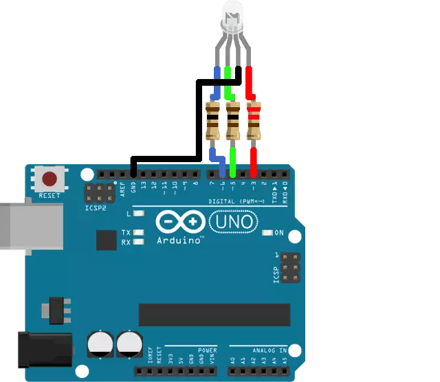 How to setup a rgb led on arduino uno