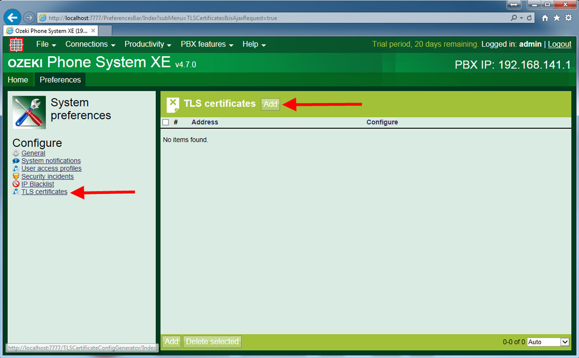 Ozeki VoIP PBX How to Configure Secure SIP TLS