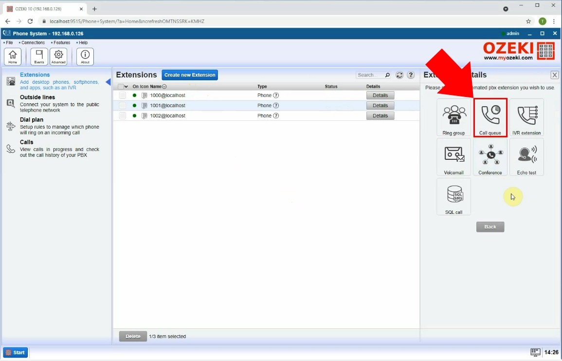 How to setup call queue in Ozeki Phone System PBX