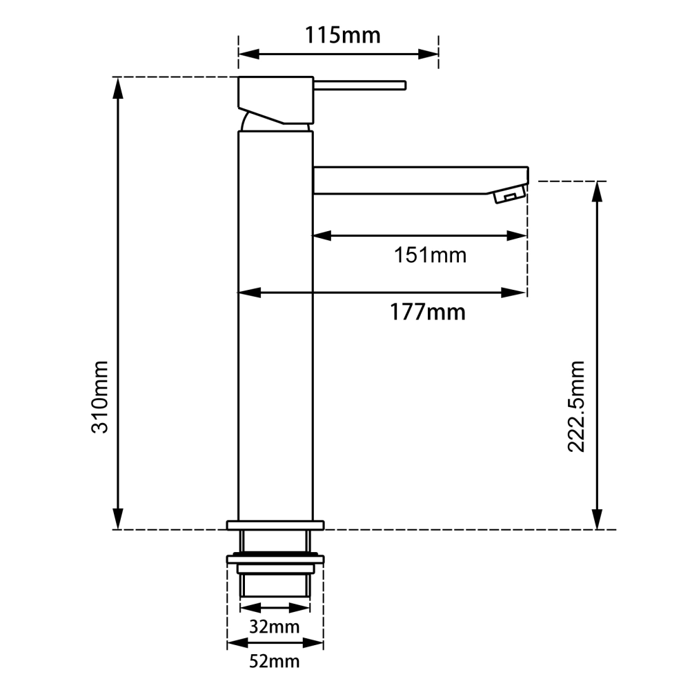BLAZE Black Tall Basin Mixer Ozinn