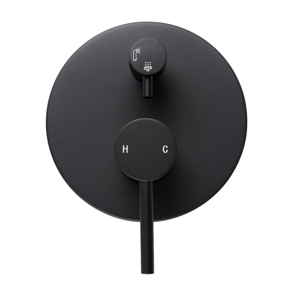 LUCID PIN Round Matte Black Shower/Bath Mixer Diverter Ozinn