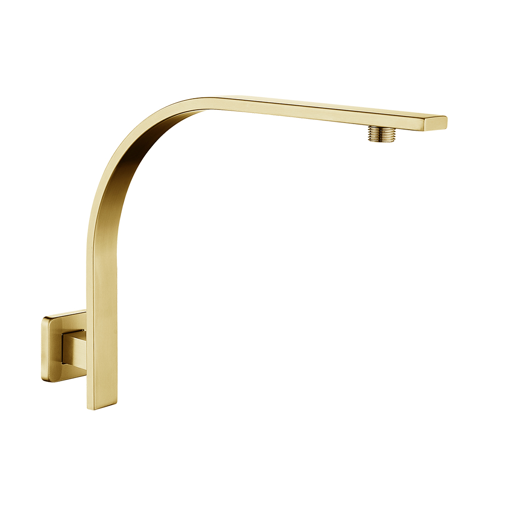 Brushed Yellow Gold Gooseneck Wall Mounted Shower Arm Ozinn