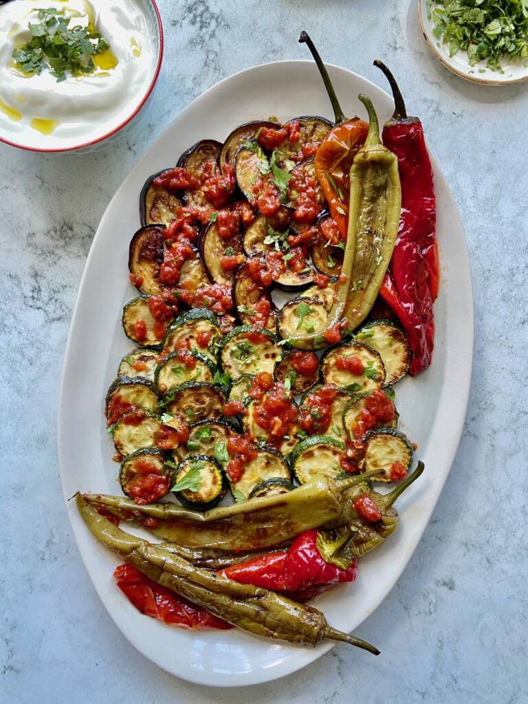 Sautéed Aubergine (Eggplant), Courgette (Zucchini) and Peppers with