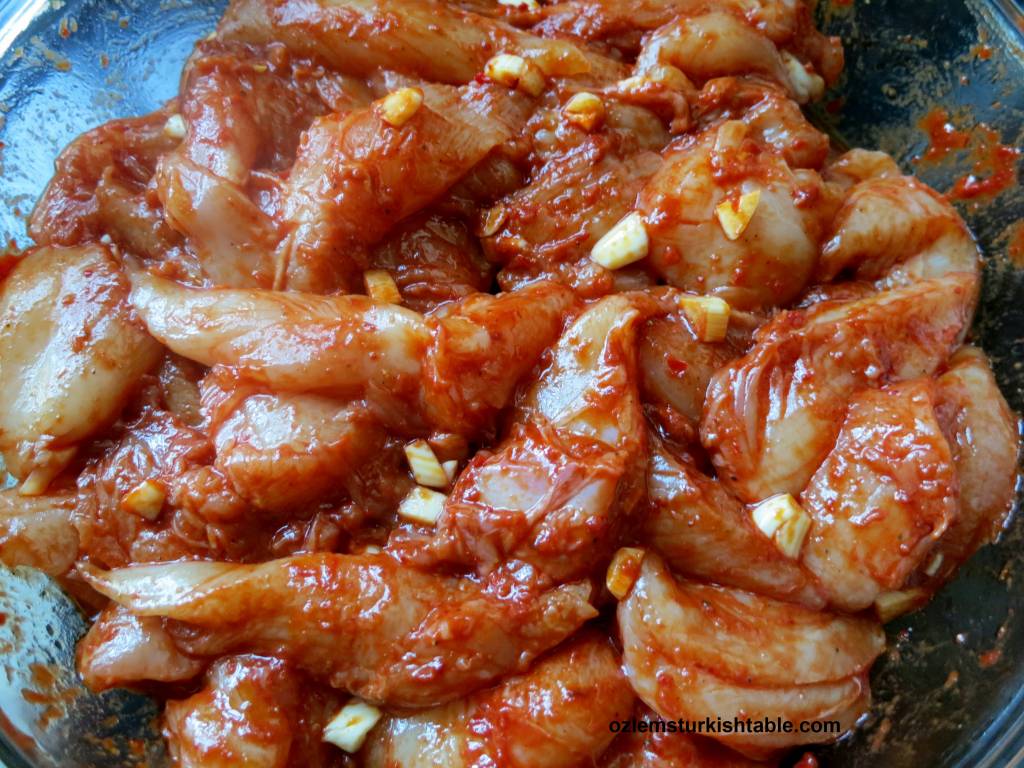 Chicken and Vegetable Bake in Pomegranate Molasses; Eksili Tavuk