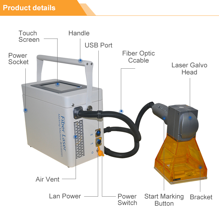 20W Handheld Portable Laser Engraver Marking Machine with Battery for