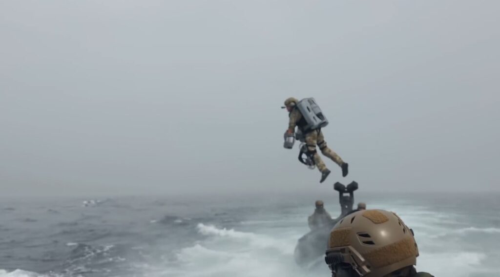 Awesome footage shows UK Marine f*en jetpack onto ship and whip out