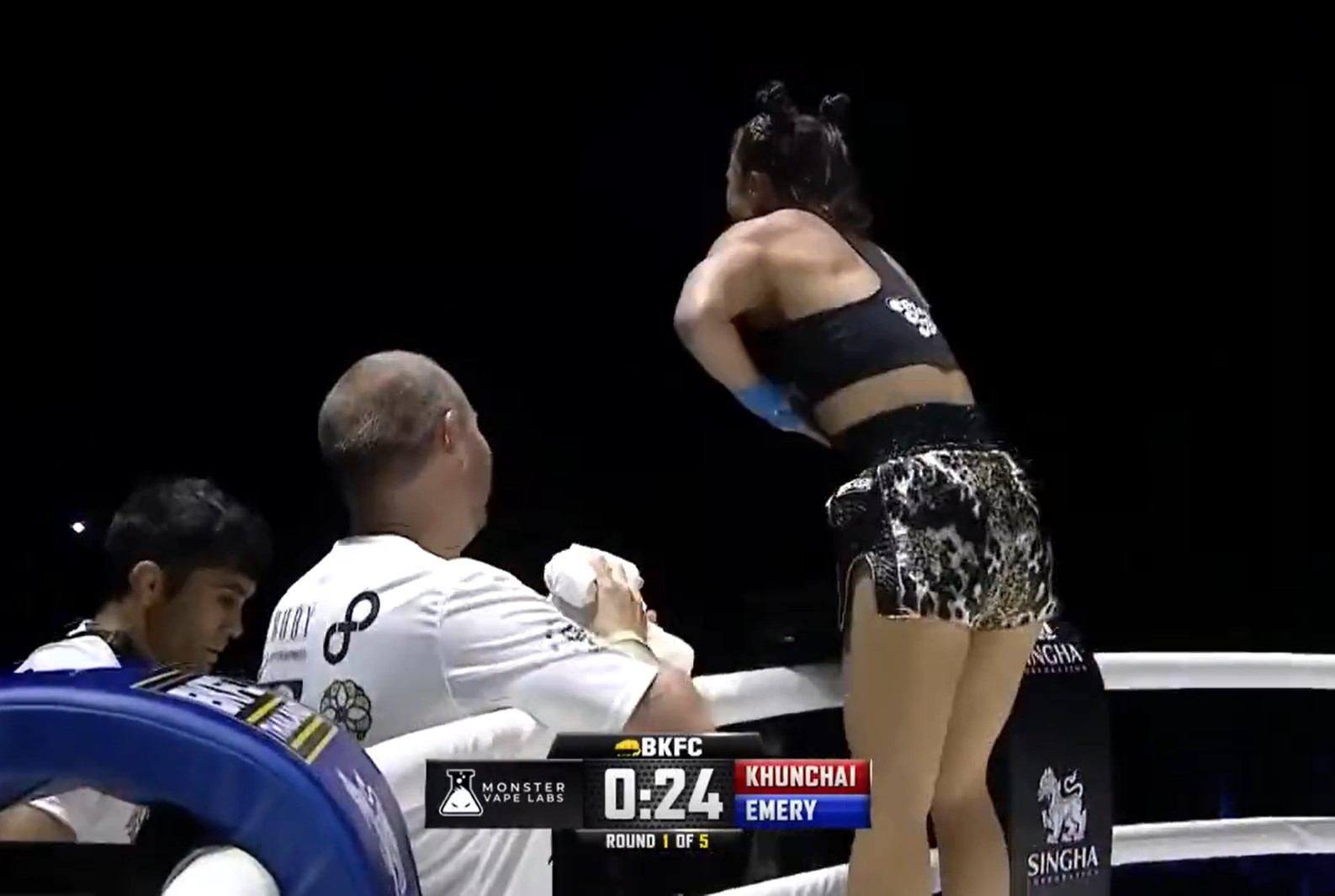 Sheila celebrates bareknuckle KO victory by flashing crowd