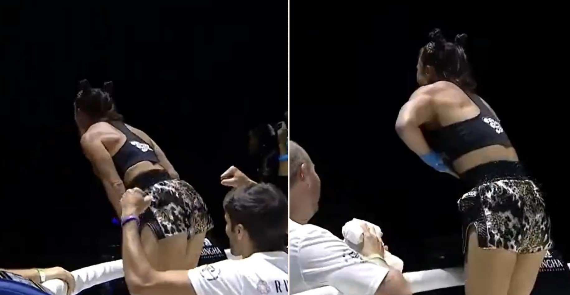 Sheila celebrates bareknuckle KO victory by flashing crowd