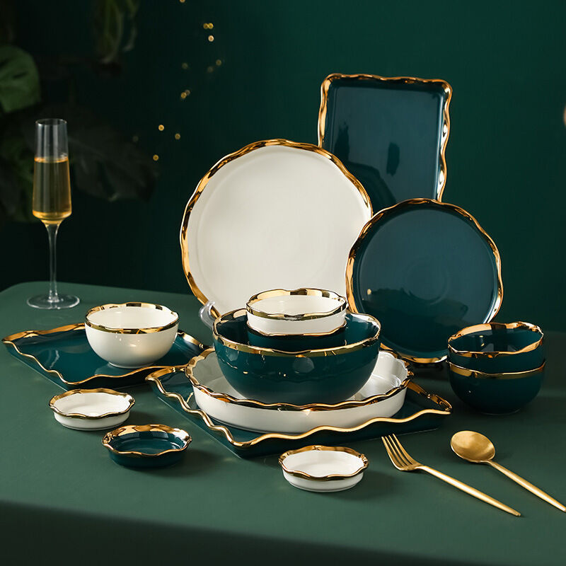 Buy Wholesale China Golden Petal Rim Ceramic Dinnerware Sets For Home