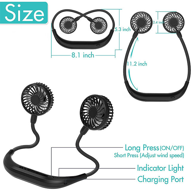 Buy Wholesale China Neck Fan Battery Operated Neckband Fan Handfree