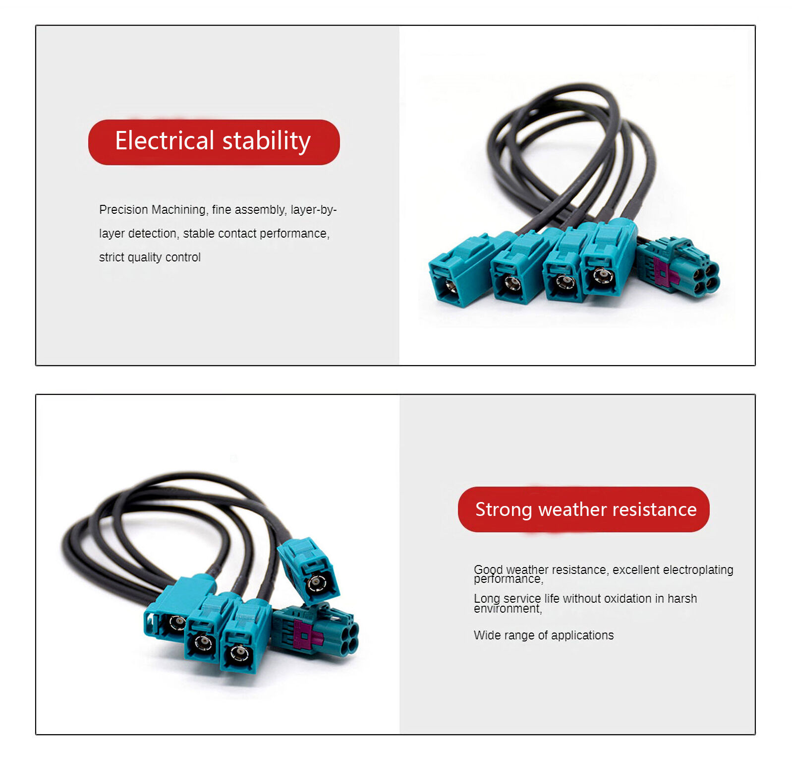 Foxeco Automotive Rf Cable Coaxial Rosenberger Quad Mini Fakra Connector 4in1 Ztype For Gps