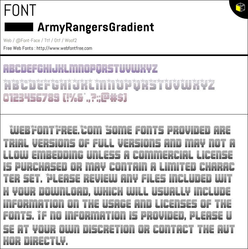 Army Rangers Gradient Regular Fonts Downloads