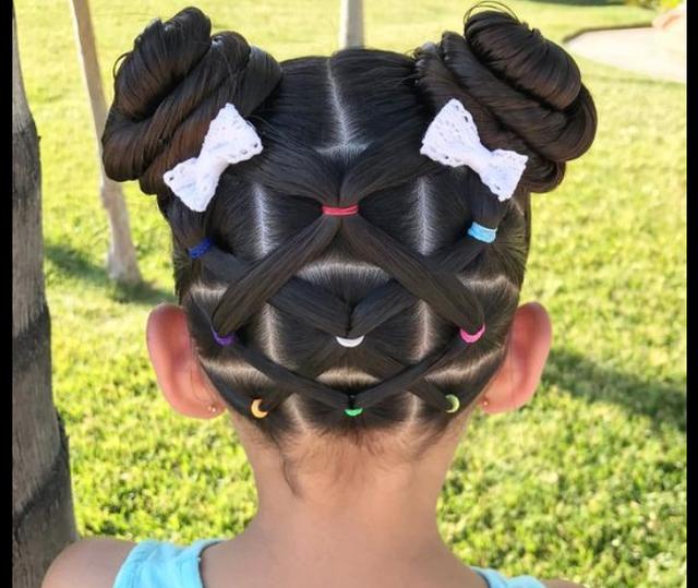 Hairstyles For Children With Elastic Bands of Different Color Trends of