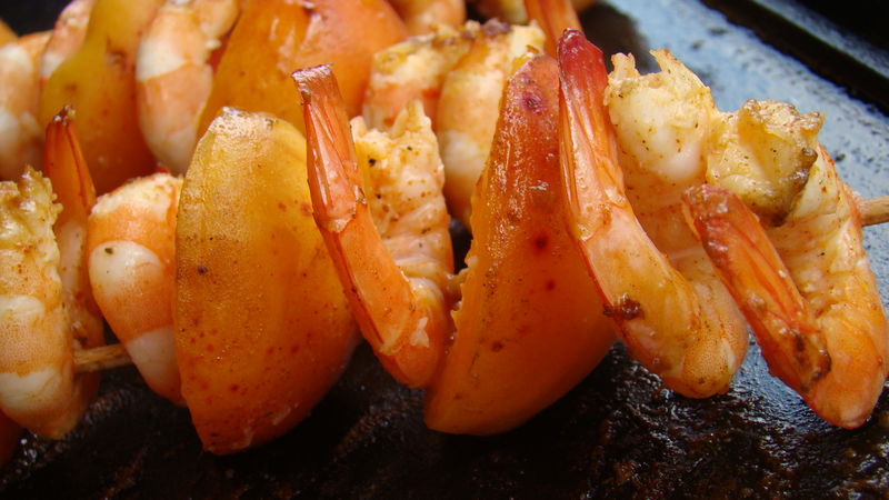 Brochettes de crevettes/abricots tandoori Le flo des saveurs