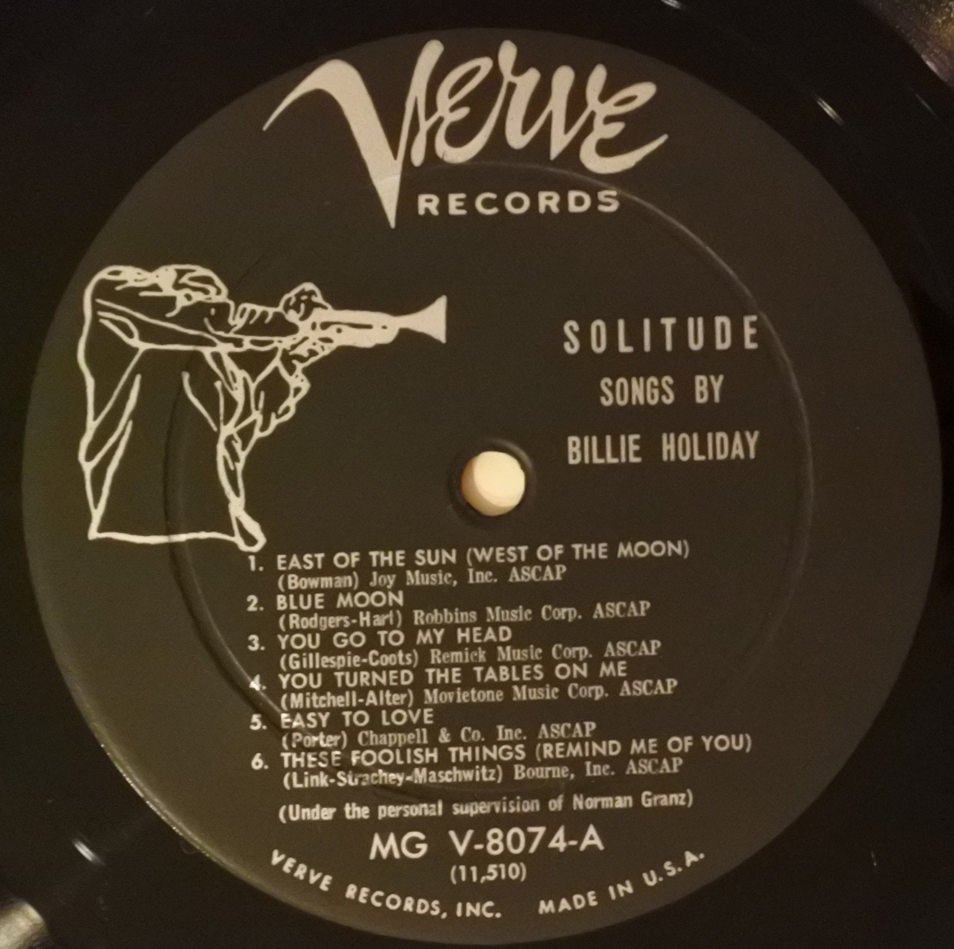 Billie Holiday ‎ Solitude (Verve Records ‎ MG...
