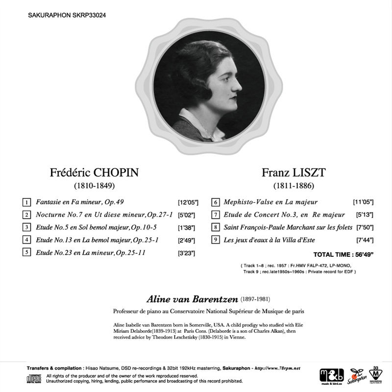 Aline van Barentzen Recital Chopin & Liszt