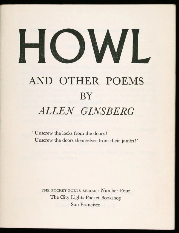 Howl and other Poems, By Allen Ginsberg. Soon to read