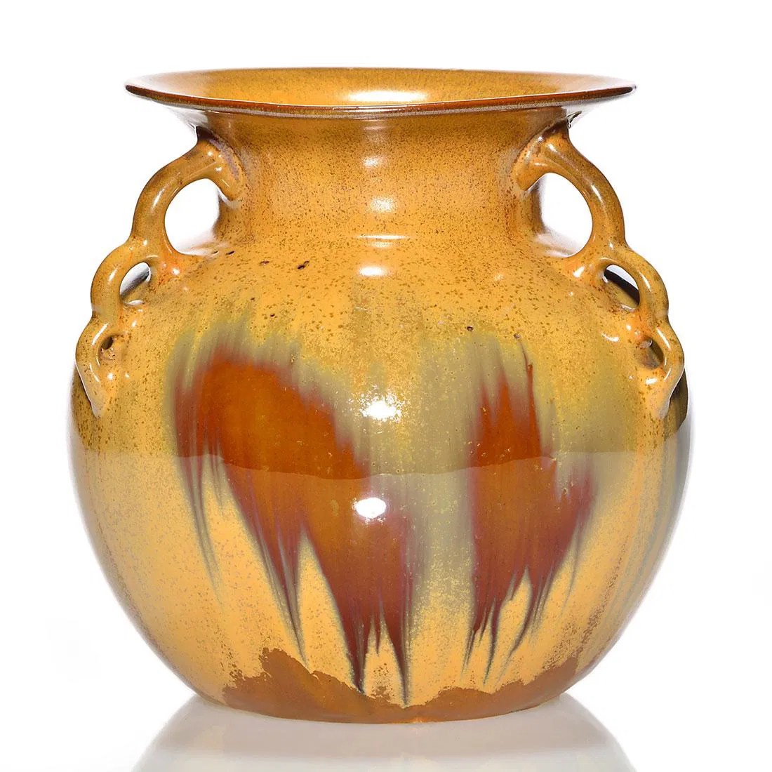 Selden Bybee Pottery 3 handled vase, 505, 7 5/8"