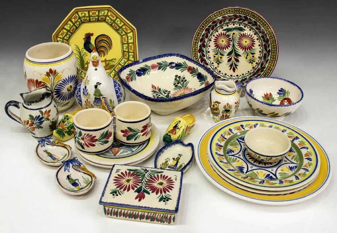 LARGE GROUP OF HB & HENRIOT QUIMPER POTTERY