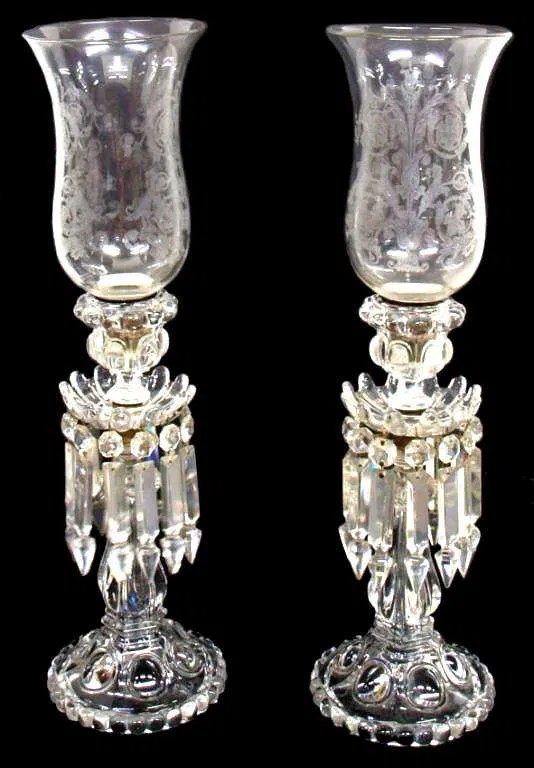 ORIGINAL BACCARAT CRYSTAL PRISM HURRICANE LAMPS