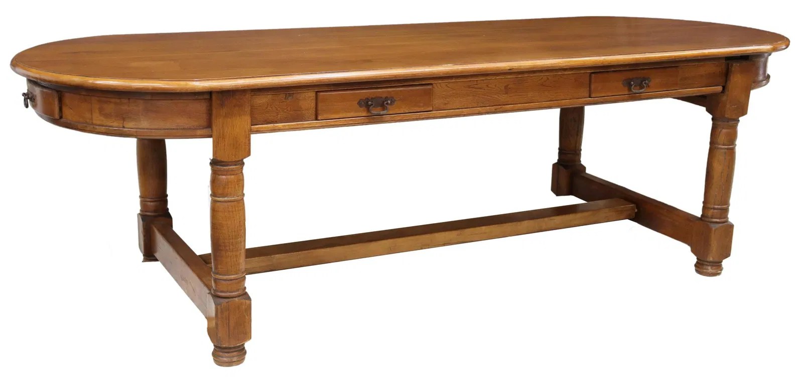 LARGE FRENCH PROVINCIAL OAK TABLE, 102.5"L Barnebys