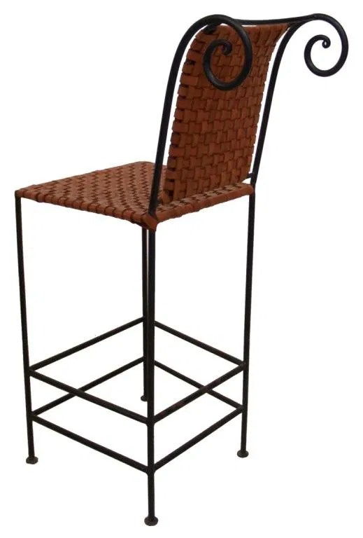 802 (4) IRON & CAMEL LEATHER BAR STOOLS Lot 802