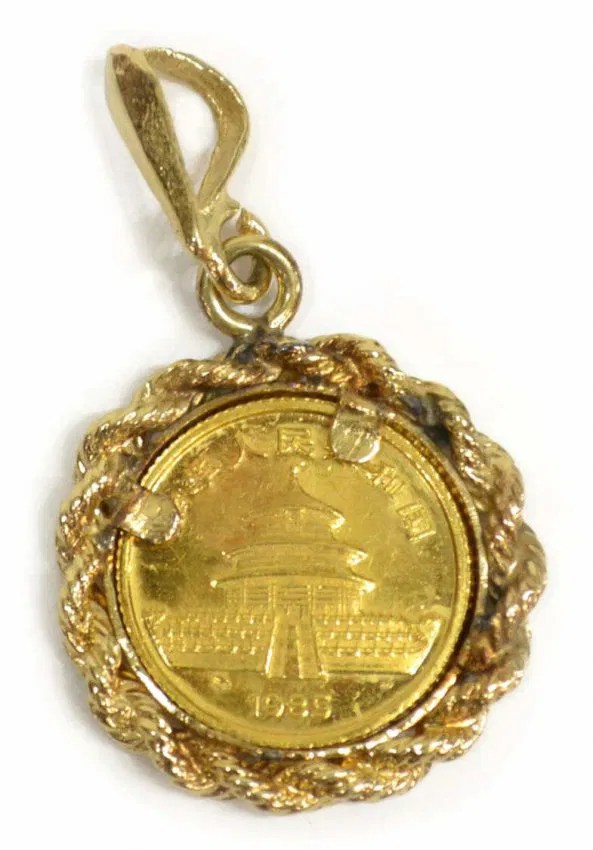 .999 GOLD CHINESE PANDA COIN, 14KT NECKLACE Lot 31