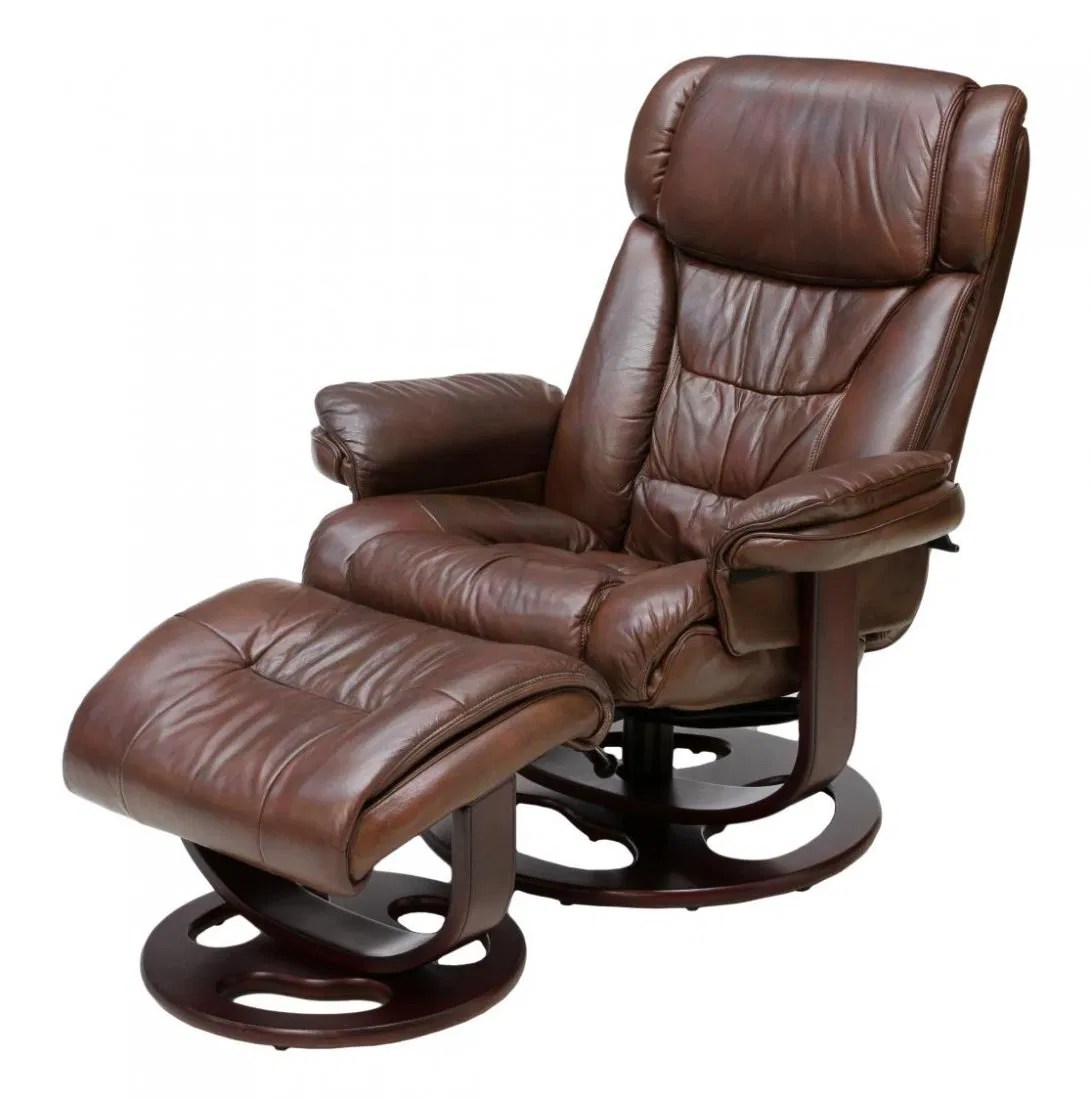 LANE RECLINING SWIVEL LEATHER ARMCHAIR & OTTOMAN