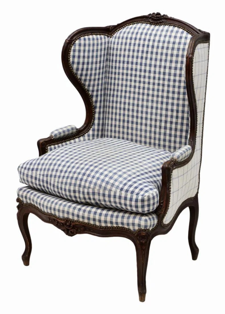 ANTIQUE FRENCH LOUIS XV STYLE WINGBACK CHAIR