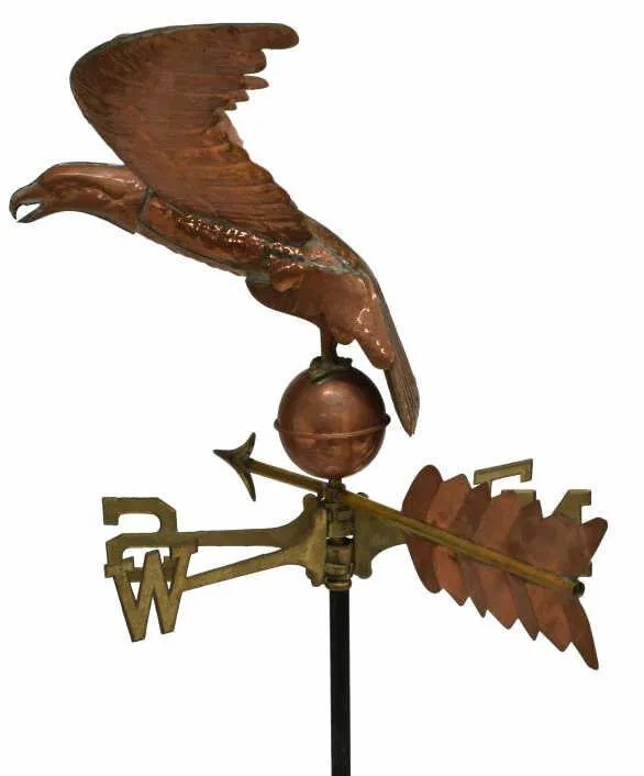 ANTIQUE COPPER & BRASS EAGLE WEATHERVANE