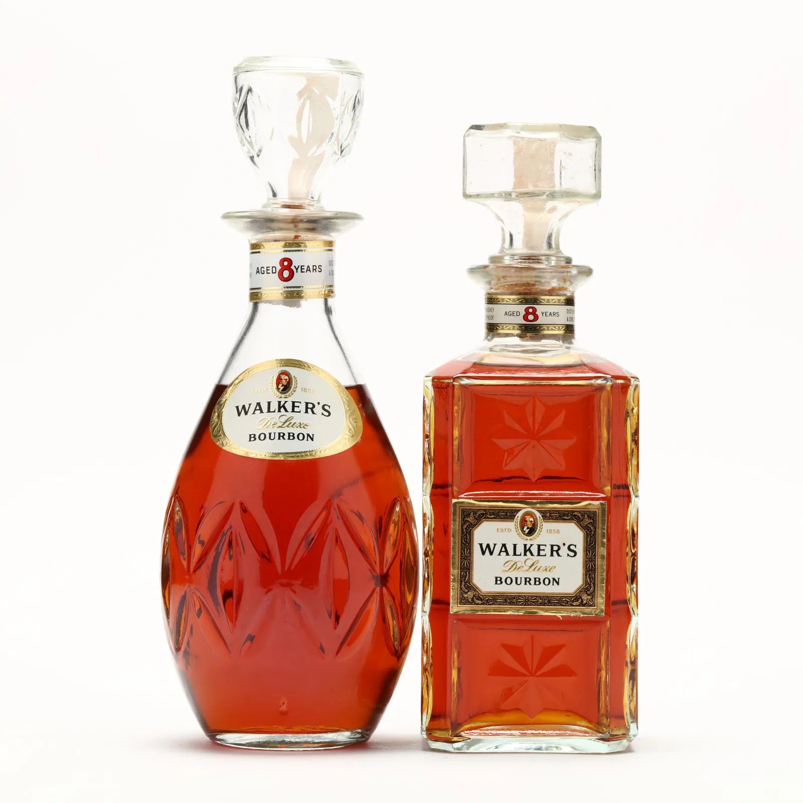 Walker's DeLuxe Straight Bourbon Whiskey in Glass Decanters Mar 10