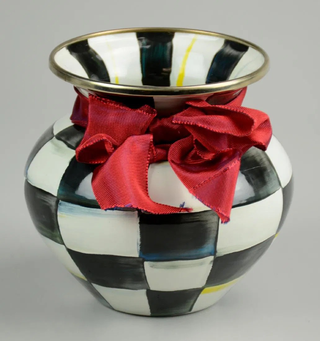 Mackenzie Childs Enamel Courtly Check Vase