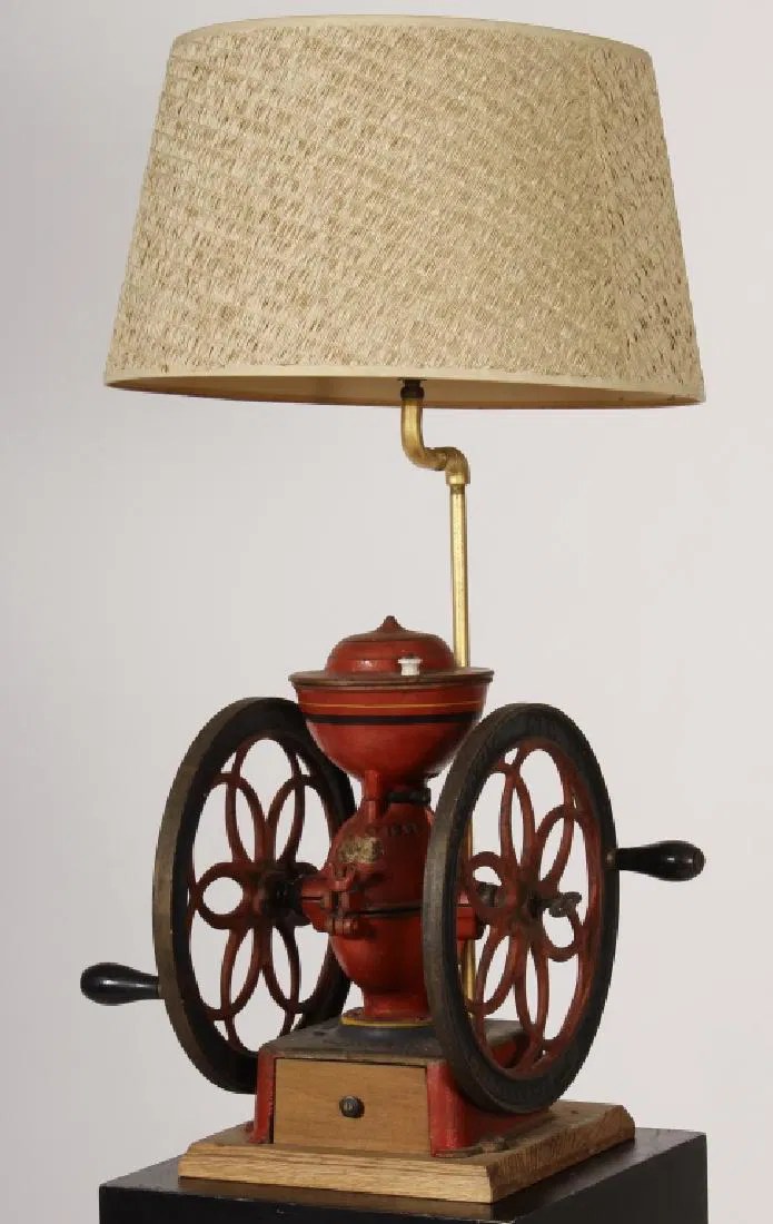 Cast Iron Enterprise Coffee Grinder as Lamp