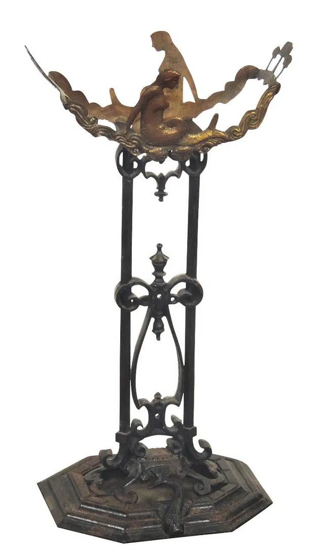 For Auction Art Deco Cast Iron & Bronze Fish Bowl Stand by Verona