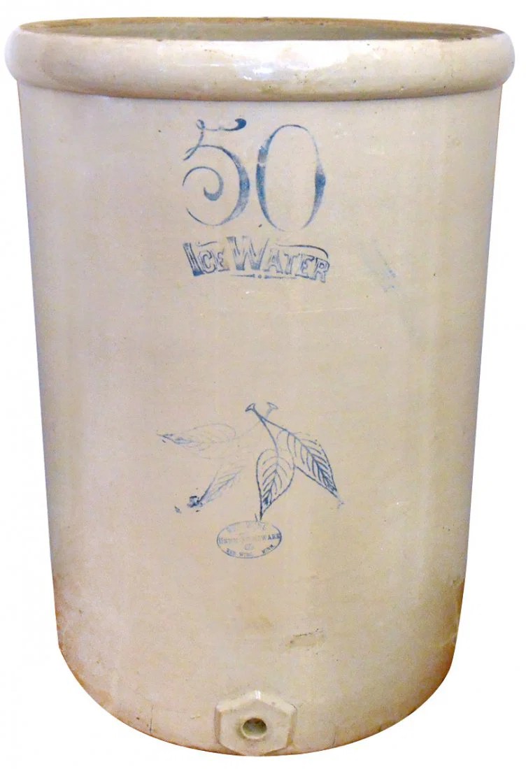 Stoneware Ice Water Cooler, Red Wing 50 gal Birchleaf