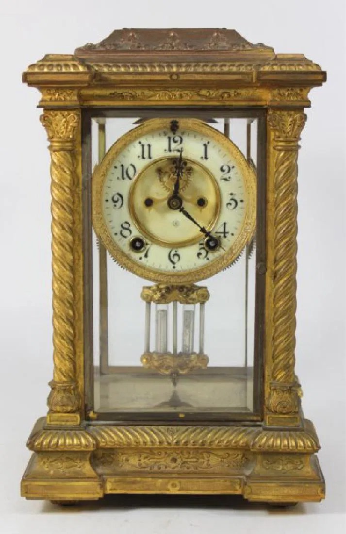 Ansonia Open Escapement Crystal Regulator Clock
