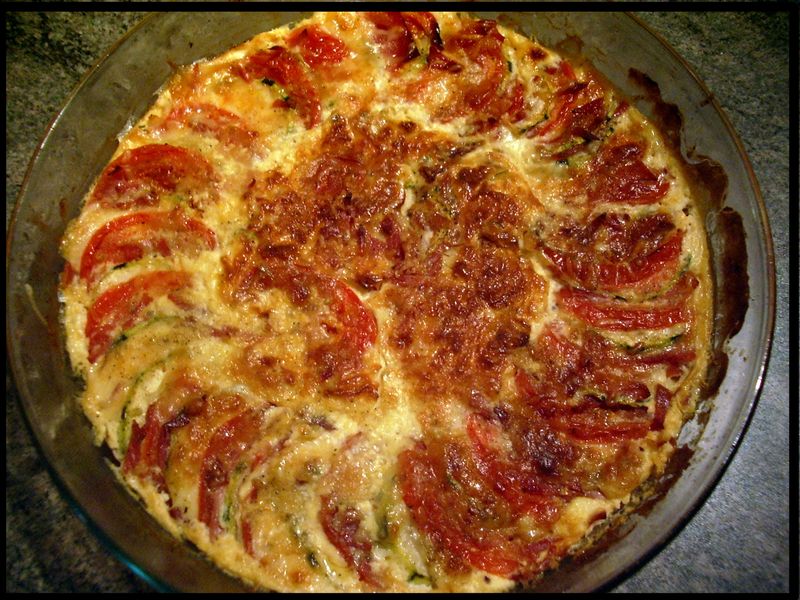 FLAN TOMATES, COURGETTES, MOZARELLA, JAMBON NATOU pour plaire